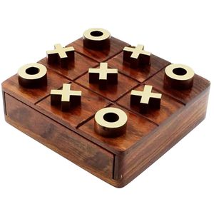 Jeu d'échecs et de dames en bois CH avec pièces métalliques, rangement en tiroir, design imitation antique écologique - Product Image 4