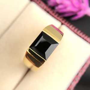 Black Onyx Signet <b>Ring</b> 925 Sterling Silver 14K Gold Plated Engagement <b>Ring</b> <b>For</b> <b>Men</b> Square Black Gemstone Jewelry - Product Image 2