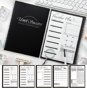 Cuaderno diario y semanal encuadernado en espiral personalizado estilo impreso con cubierta de papel caja de Color embalaje 50 hojas para regalo - Product Image 3