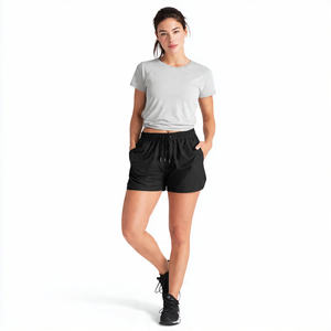 Shorts Deportivos de Secado Rápido para Mujer, 100% Poliéster, Cintura Alta con Cordón Ajustable, Shorts de Verano para Ejercicio y Running - Product Image 1