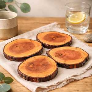Polished Natural Wooden Coaster <b>Set</b> For Stylish <b>Beverage</b> <b>Serving</b> And Long Lasting Table Protection - Product Image 4