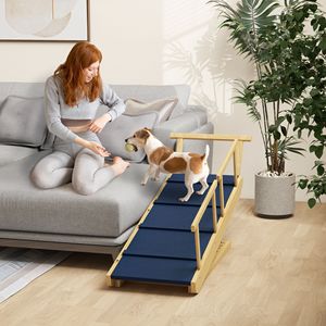Rampa per Cani Pieghevole a Altezza Regolabile con Tappetino Antiscivolo, Arredamento per Animali Domestici per Cani di Piccola e Grande Taglia - Product Image 1