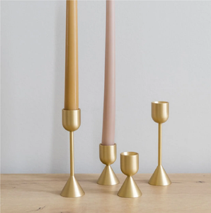 Candelabros de latón dorados con acabado espejo, artículo de decoración para el hogar, 2 piezas, último diseño, decoración para mesa de centro - Product Image 5