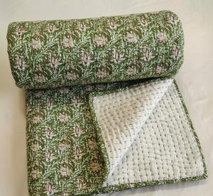 Couverture Kantha en coton imprimée au bloc indien, prix d'usine en gros - Product Image 4
