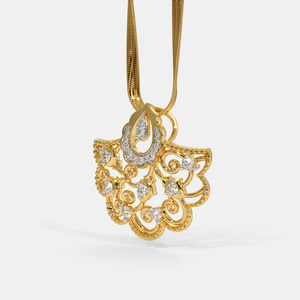 Collar con Colgante de Diamante Cultivado en Laboratorio con Filigrana Floral en Oro Amarillo - Product Image 2