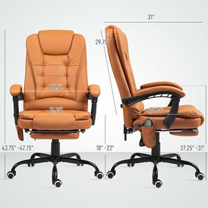 Sedia da Ufficio Ergonomica a 7 Punti di Supporto Lombare, Schienale Alto, Poggiapiedi, Marrone Chiaro, per Casa e Ufficio, con Funzione Massaggiante - Product Image 3
