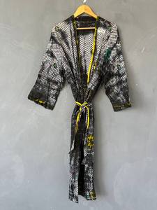 Kimono largo de algodón con cuello en V y efecto tie-dye, Kimono bohemio de algodón hecho a mano para mujer, Duster colorido con efecto tie-dye, Prenda ligera para resort, B - Product Image 3