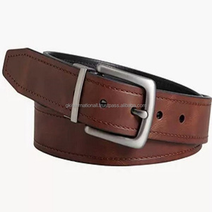 Cinturón informal de cuero de moda para hombre vintage de último diseño 2023 en cuero genuino con hebilla reversible con acabado mate - Product Image 4