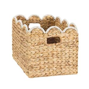Eco Friendly Water Hyacinth Storage Basket Set Scalloped Edge Decorative Organizer <b>Bin</b> Home Closet Nursery Storage Solution - Product Image 2