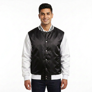 เสื้อแจ็คเก็ตวิทยาลัยแบบ Varsity ผ้าซาติน สไตล์ Letterman ผลิตเสื้อผ้าสตรีทแวร์ขายส่งสำหรับแบรนด์ต่างๆ จัดหาสินค้าจำนวนมาก - Product Image 5