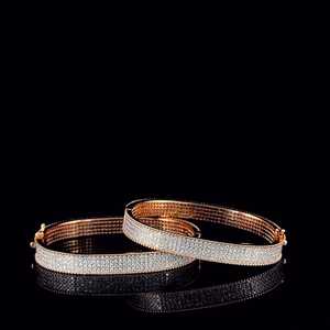 AADIHI JEWELS Luxury 18K <b>Solid</b> <b>Gold</b> Diamond BR020 Men's Wedding <b>Bangles</b> Pair Round Brilliant Cut Certified Rhodium Plated - Product Image 3