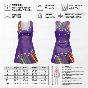 Women's Quick Dry Heat-Transfer Printed Netball Skirt <b>Dress</b> Custom Logo Slim Fit 100% Polyester <b>Micro</b> Mesh Sportswear Uniform - Product Image 6