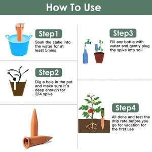 Confezione da 10 picchetti autoirriganti in terracotta per piante, a rilascio lento, kit per irrigazione automatica - Product Image 4