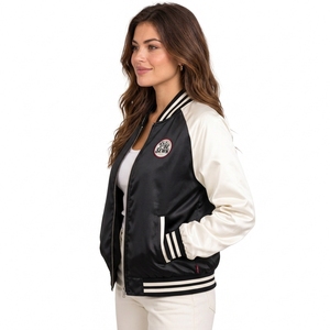 Premium <b>Women</b> <b>Bomber</b> <b>Jacket</b> Satin Finish Outerwear Long Sleeve Zip Up Design Soft Fabric Modern Fashion Casual Apparel OEM - Product Image 4