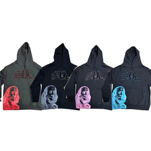 Sudadera con Capucha Oversize de Algodón 100% para Hombre, Estilo Urbano de Alta Calidad con Pedrería y Estampado Serigrafiado, Efecto Desgastado por el Sol, Modelo SDL - Product Image 1