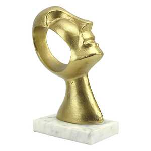 Jaffs Exports 27.5cm H X 10.5cm W X 21cm L Golden Aluminium Abstract <b>Figurative</b> Sculpture Handmade Eco-Friendly Contemporary Art - Product Image 1