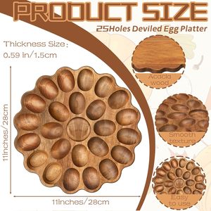 ถาดใส่ไข่ทำมือจากไม้กระถินณรงค์ ถาดไม้ทรงกลมสำหรับใส่ไข่ จานเสิร์ฟ ชาร์กูเตอรีบอร์ด ของตกแต่งครัว ของตกแต่งบ้านสำหรับงานอีสเตอร์ - Product Image 3