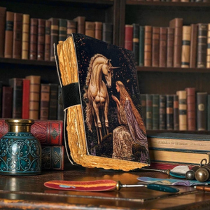 Diario de cuero creativo hecho a mano con diseño de unicornio, cuaderno de fantasía con papel de borde deshilachado vintage, diario encuadernado en cuero, regalo de Rajastán - Product Image 5