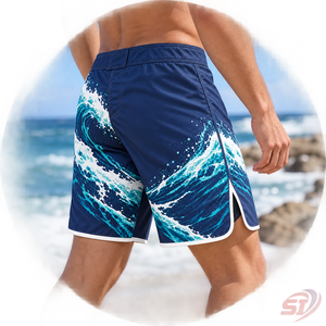 Shorts de combat MMA personnalisés Ocean Surge en polyester/coton, séchage rapide, respirant, extensible, unisexe, pour adultes, fabricant OEM - Product Image 3