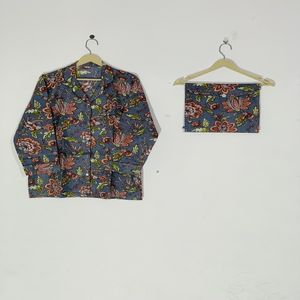 Conjunto de Pijama de Algodón con Estampado Floral de Estilo Étnico Moderno, Ropa de Dormir y de Estar para Mujer, Regalo - Product Image 2