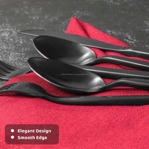 Couverts de luxe en acier inoxydable 304 noir 5 pcs - Product Image 5