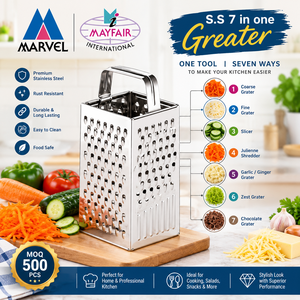 Râpe à boîte ergonomique 7-en-1 en acier inoxydable – Hachoir de cuisine multifonction pour fromage, légumes et fruits - Product Image 3