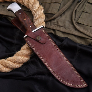 High Quality OEM Customized Fixed Blade Bowie Knife Outdoor Camping Hunting Knives D2 Steel Wood Handle Sheath Tactical Knife - Product Image 5