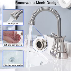 Rubinetto da Bagno a 2 Maniglie da 4 Pollici in Nichel Spazzolato con Scarico a Scomparsa e Tubi di Alimentazione, Accessori per Rubinetti Lavabo - Product Image 4