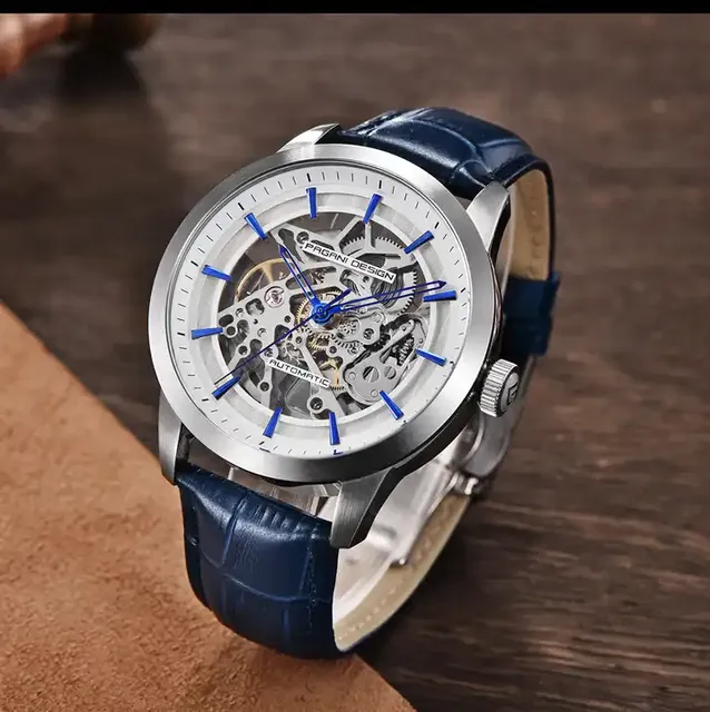 Pagani Design PD-1638 Men Automatic Mechanical Watches Skeleton Dial Leather Strap Waterproof Luxury Casual Wristwatch