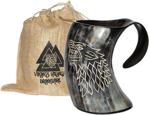 Jarra de Cuerno para Beber Estilo Vikingo Hecha a Mano - Regalo Auténtico y Único, Cuerno de Búfalo Real, Taza para Beber de Cuerno - Product Image 6