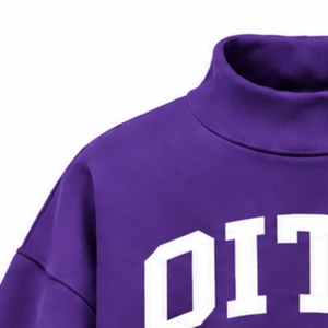 <b>Purple</b> Oversized Mock Neck Sweatshirt Unisex Relaxed Fit Pullover Long Sleeve Heavyweight Custom Printed Casual Streetwear <b>Top</b> - Product Image 6
