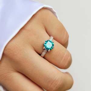 Hallmark Silver Vintage Zircon Ring-Platinum Plated Gemstone Inlay for Wedding - Product Image 1