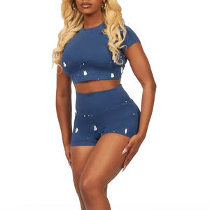 Ensemble t-shirt et short surdimensionné pour femme, été, yoga, détente, gym, fitness, streetwear, vêtements de sport, logo personnalisé, vêtements professionnels - Product Image 1