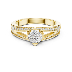 Bague de fiançailles en or rose 14 carats avec diamant rond de 1,06 carat cultivé en laboratoire pour femmes, certifiée IGI, plaquée or |   Nouveau diamant cultivé - Product Image 3