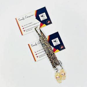 Somofy Enterprises Eyelash Tweezers Stainless Steel Precision Tip with <b>Leopard</b> <b>Print</b> Strap Labubu Charm Perfect Grip 10mm Length - Product Image 5