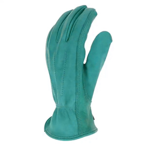 Gants de conduite en cuir de vachette grainé de haute qualité, lisses, anti-vibrations, avec poignets élastiques ajustables, résistants à l'abrasion et confortables - Product Image 4