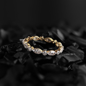 แหวนทอง 14K ประดับเพชรสลับลายแบบ Eternity Band ดีไซน์เรียวบาง สามารถสวมซ้อนกันได้ เหมาะสำหรับเป็นของขวัญและของที่ระลึกในวันครบรอบ ยอดขายดีที่สุด - Product Image 2