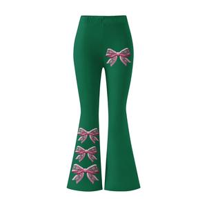 Leggings évasés longs pour femme, légers, imprimé nœud, coupe large, pour yoga et entraînement, taille haute élastique, extensibles - Product Image 3