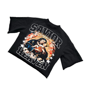 เสื้อยืดสตรีทแวร์ผู้ชายสไตล์ใหม่ คุณภาพสูง ผ้าฝ้ายวินเทจ พิมพ์ลายกราฟิก ทรงบ็อกซี่ ตัดสั้น แต่งคริสตัล ระบายอากาศได้ดี - Product Image 5