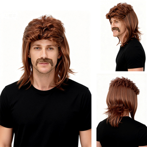 <span class=keywords><strong>Perruque</strong></span> synthétique courte blonde résistante à la chaleur pour <span class=keywords><strong>homme</strong></span> avec moustache pour fête de <span class=keywords><strong>carnaval</strong></span> Halloween - Product Image 1