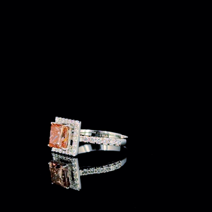 Bague de fiançailles avec halo de diamants taille princesse – Ensemble de bijoux de luxe en diamants pour femmes - Product Image 3