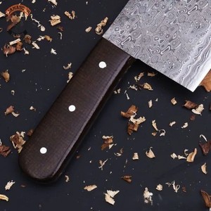 Couteau de chef artisanal personnalisé en acier Damas avec manche en Micarta, étui en cuir, compatible lave-vaisselle, design moderne - Product Image 2