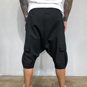 Shorts de survêtement à entrejambe tombant, style vintage, délavé, effet soleil, avec taille élastique et cordon de serrage extensible, respirant - Product Image 3