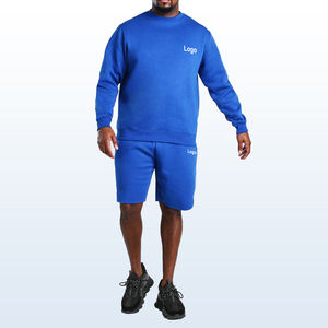 Custom logo Crewneck Blank 100% Cotton Printing Loose <b>Short</b> <b>Sleeved</b> Streetwear Clothing <b>Sweatshirt</b> and <b>Short</b> 2 Pieces Men Set - Product Image 4