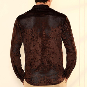 High Quality Custom Designed Men's Long Sleeve Velvet Shirts Luxury Stylish Casual Wear Men Velvet Shirt For <b>Boys</b> - Product Image 2