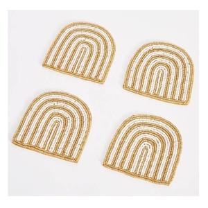 Glass Beaded Coasters Spiderweb Design Set of 4 Coaster for Dining <b>Table</b> Tea Cup <b>Coffee</b> Mugs Coaster for Home & Office <b>Table</b> Use - Product Image 3