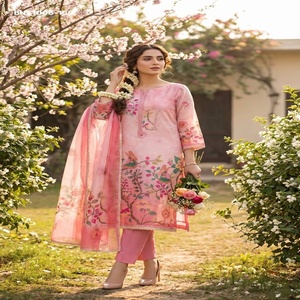 Dernière collection de costumes prêts-à-porter en coton Lilan avec imprimés et détails faits à la main - Collection pantalon et dupatta - Fabricant de mode féminine - Product Image 1