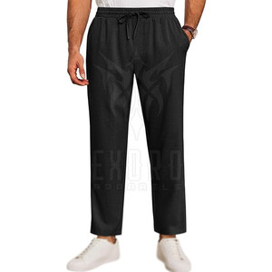 Pantalones Casuales de Hombre Negros con Cintura Elástica y Cordón Ajustable, con Bolsillos Laterales, Tejido de Punto Transpirable de Peso Medio, para Primavera - Product Image 2
