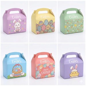Custom Holiday Party Easter Gift Giving Gable Packaging Boxes with Handle - Product Image 2