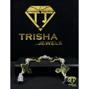 Elegant Clover Link <b>Bracelet</b> With VVS Lab Grown Diamonds <b>Solid</b> 925 Sterling <b>Silver</b> Luxury Gift By Trisha Jewels - Product Image 4